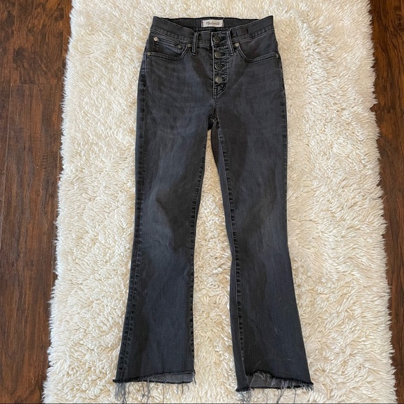 Madewell Denim - Madewell Womens 25 Cali Demi Boot Denim Jeans Button Fly Black Raw Hem
